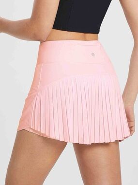 Baleaf High-Waisted Pleated Running Skirt Skort Light Pink Tennis Pickleball XL